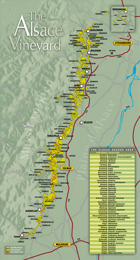 Wine map of Alsace